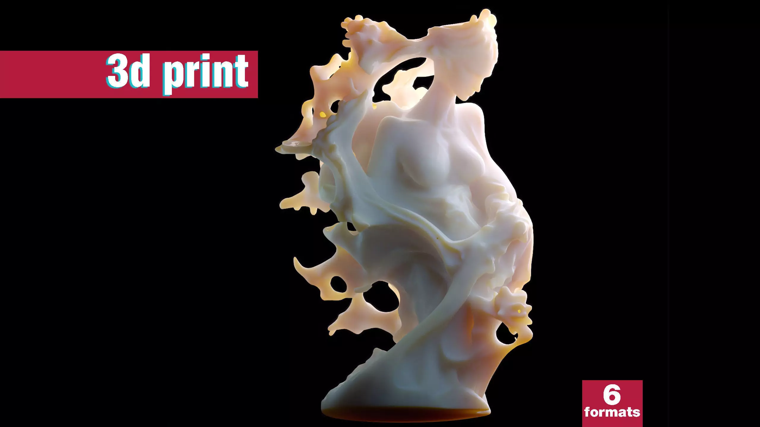 Abstract Ethereal Woman Flowing Spirit Statue 3D print model_0