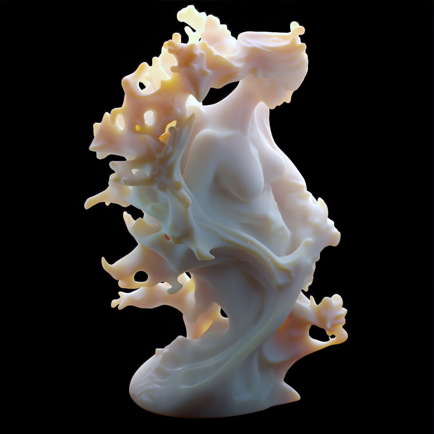Abstract Ethereal Woman Flowing Spirit Statue 3D print model_5