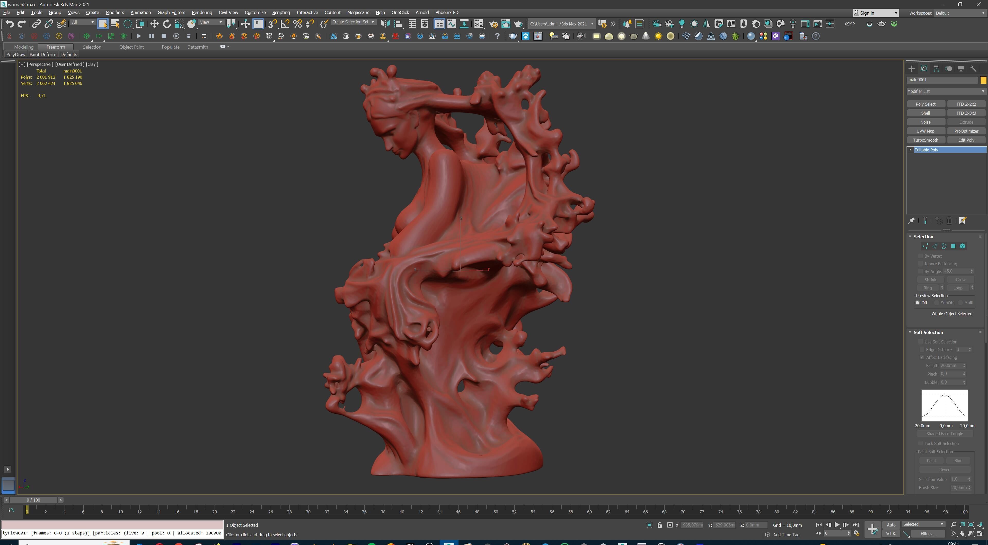 Abstract Ethereal Woman Flowing Spirit Statue 3D print model_26