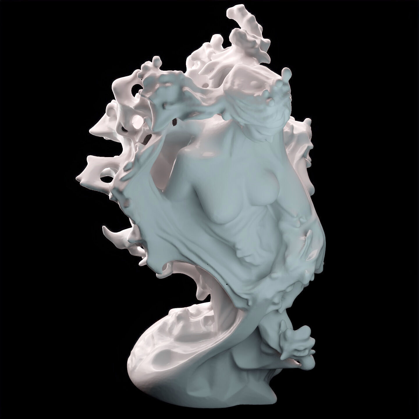 Abstract Ethereal Woman Flowing Spirit Statue 3D print model_10