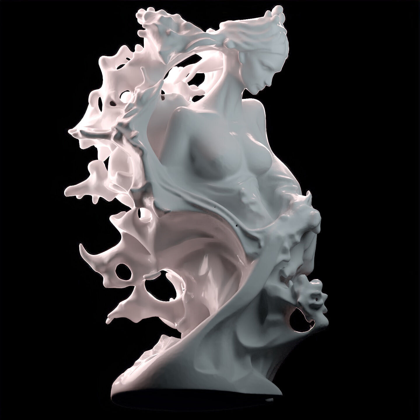 Abstract Ethereal Woman Flowing Spirit Statue 3D print model_8