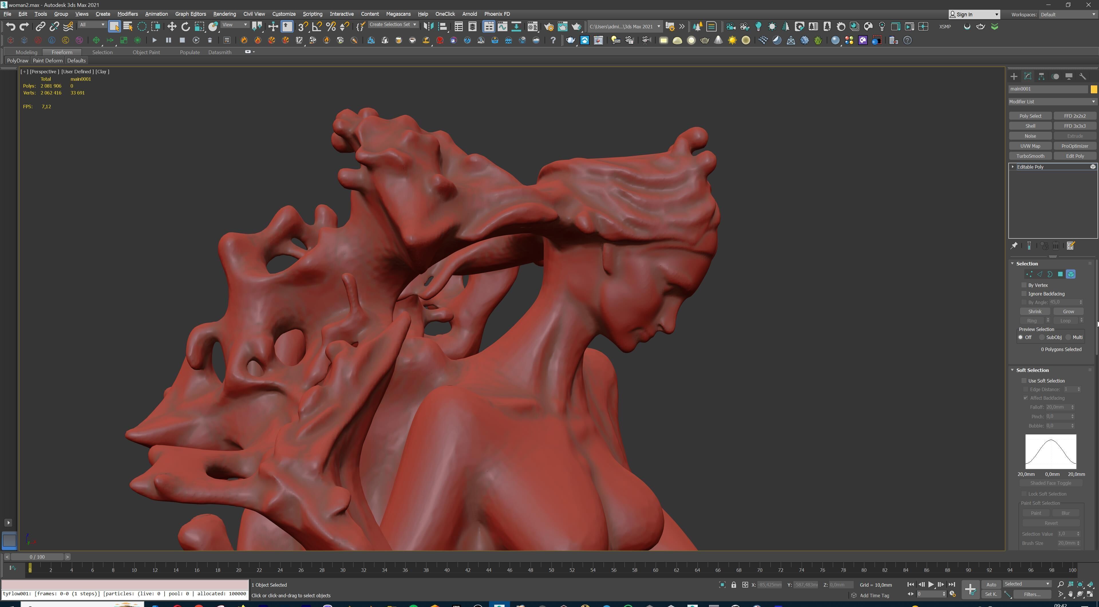 Abstract Ethereal Woman Flowing Spirit Statue 3D print model_29