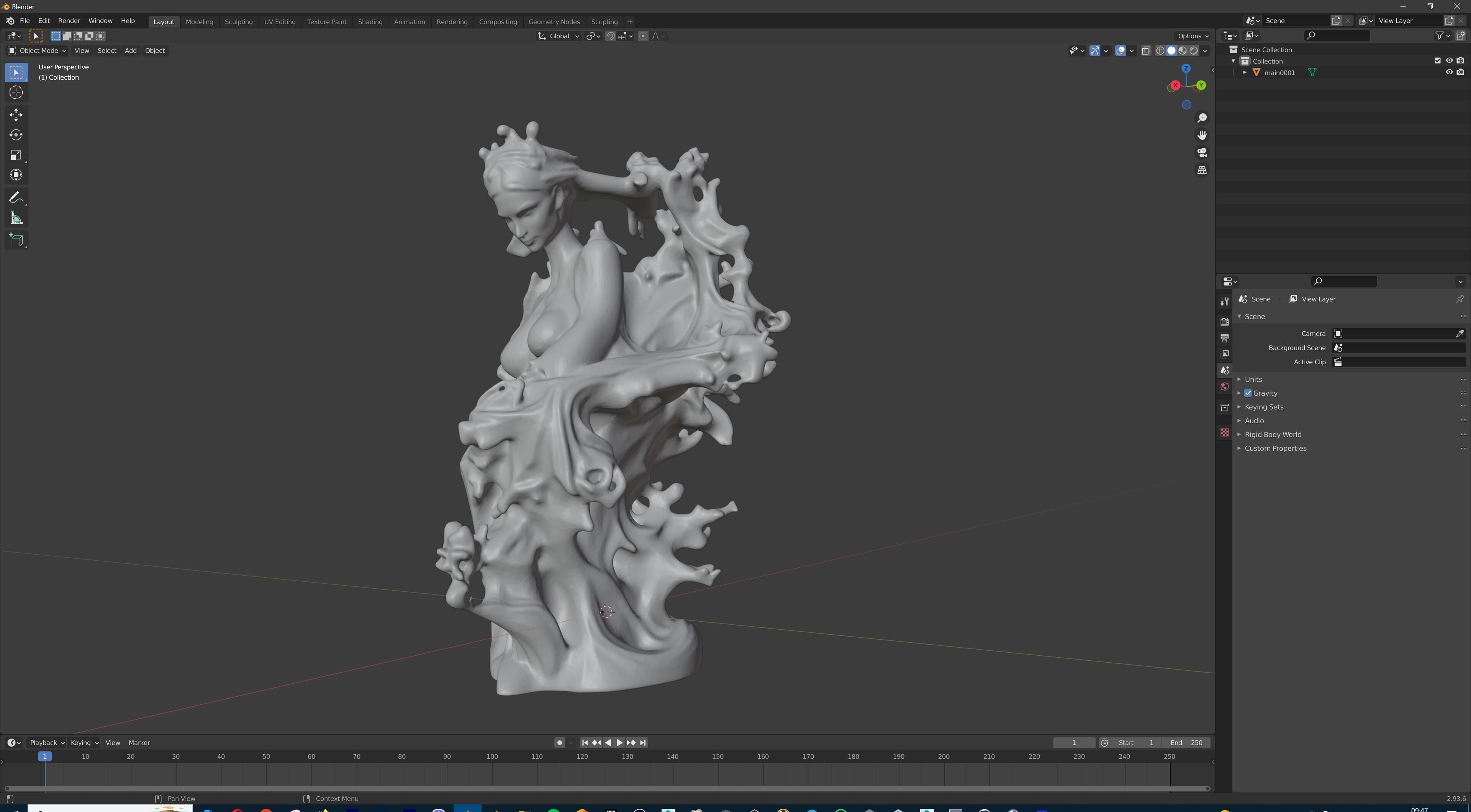 Abstract Ethereal Woman Flowing Spirit Statue 3D print model_32