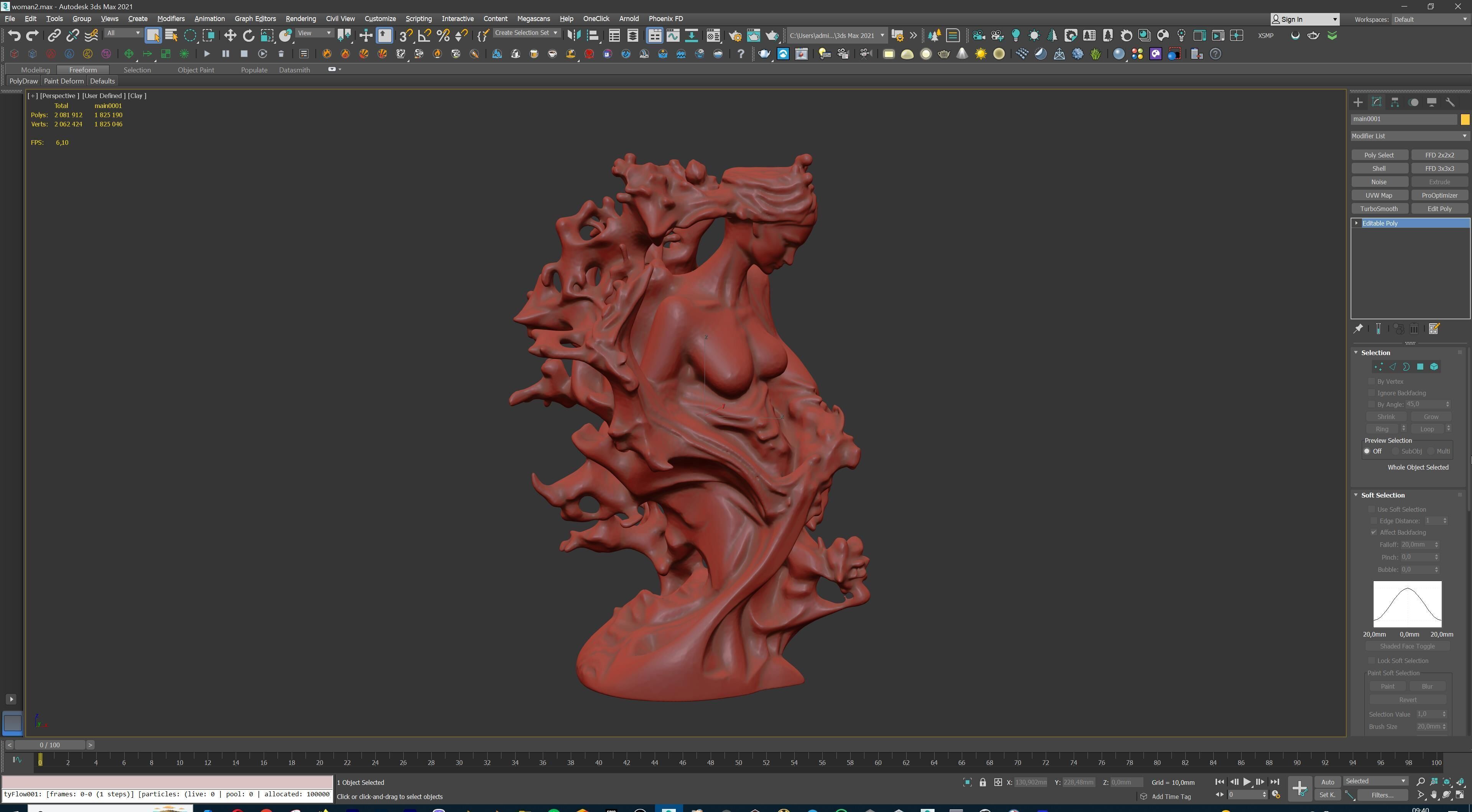 Abstract Ethereal Woman Flowing Spirit Statue 3D print model_23
