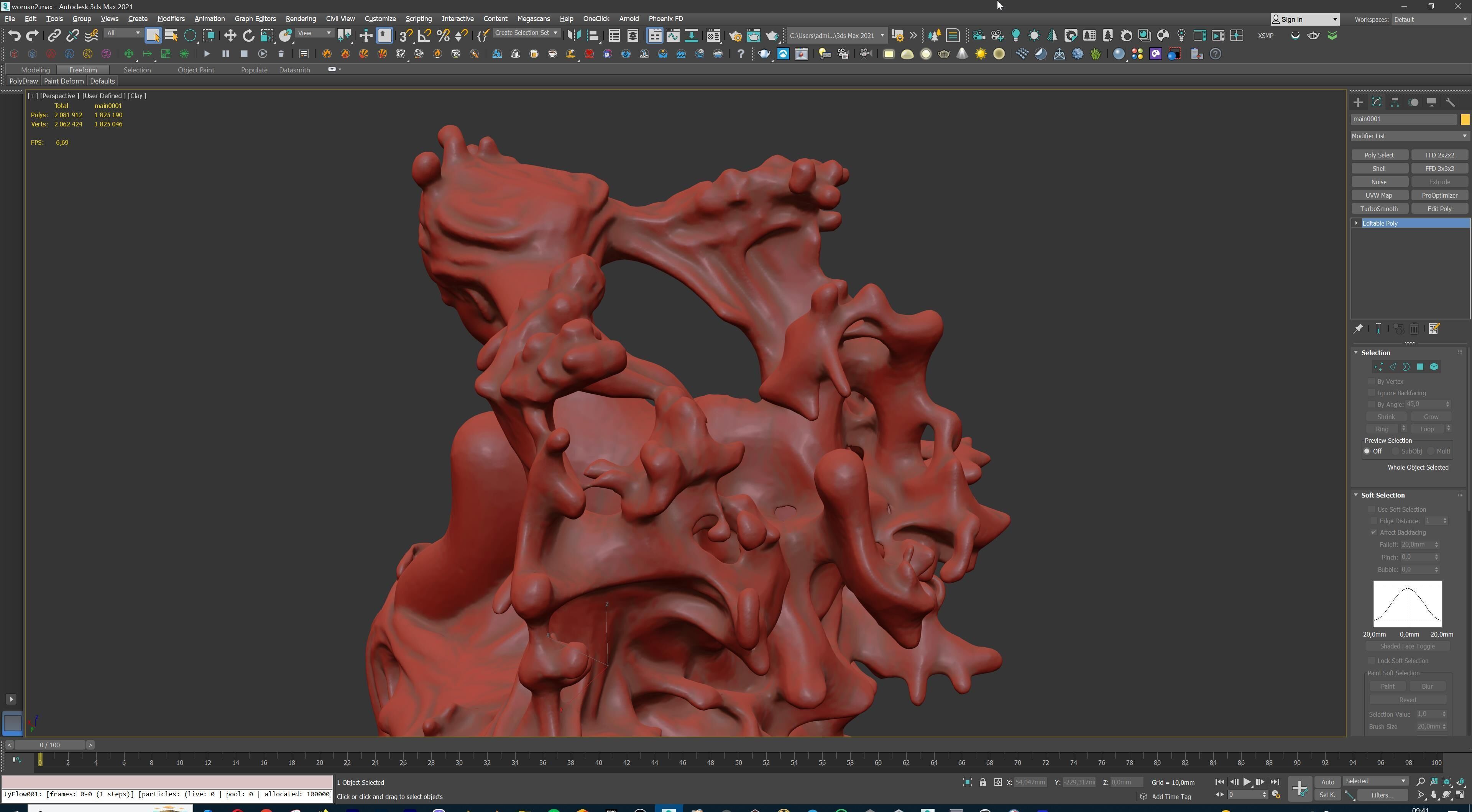 Abstract Ethereal Woman Flowing Spirit Statue 3D print model_27