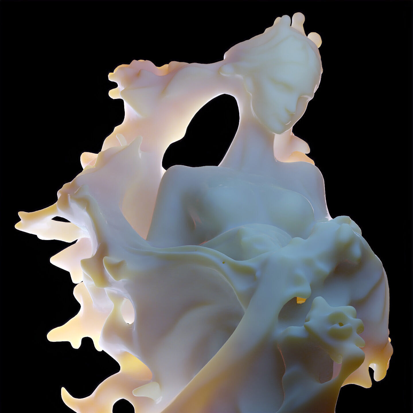 Abstract Ethereal Woman Flowing Spirit Statue 3D print model_12