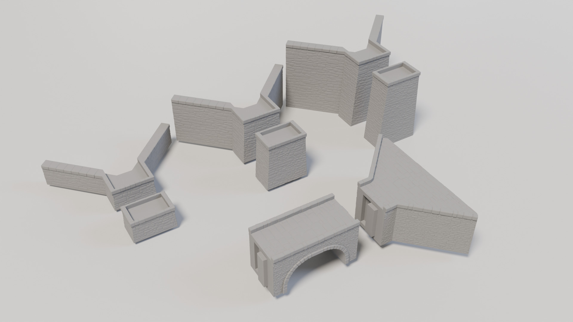 HO Scale Modular Stone Bridge - Customizable Lengths and Heights 3D print model_1