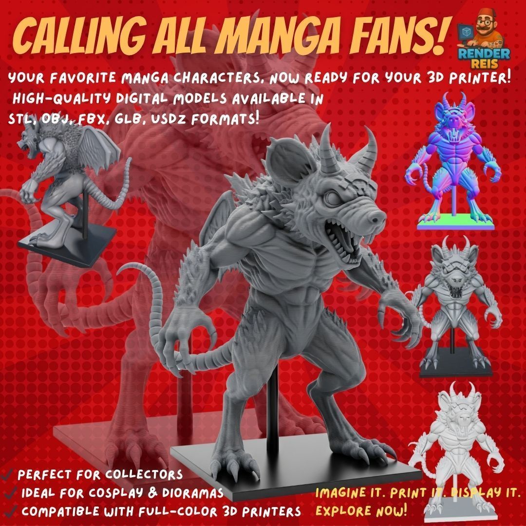 38 Iconic Manga Characters  Collectible 3D Models 3D Model Collection_36