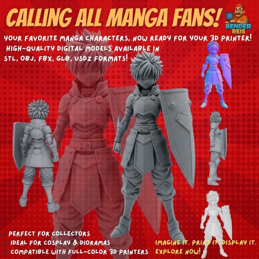38 Iconic Manga Characters  Collectible 3D Models 3D Model Collection_6