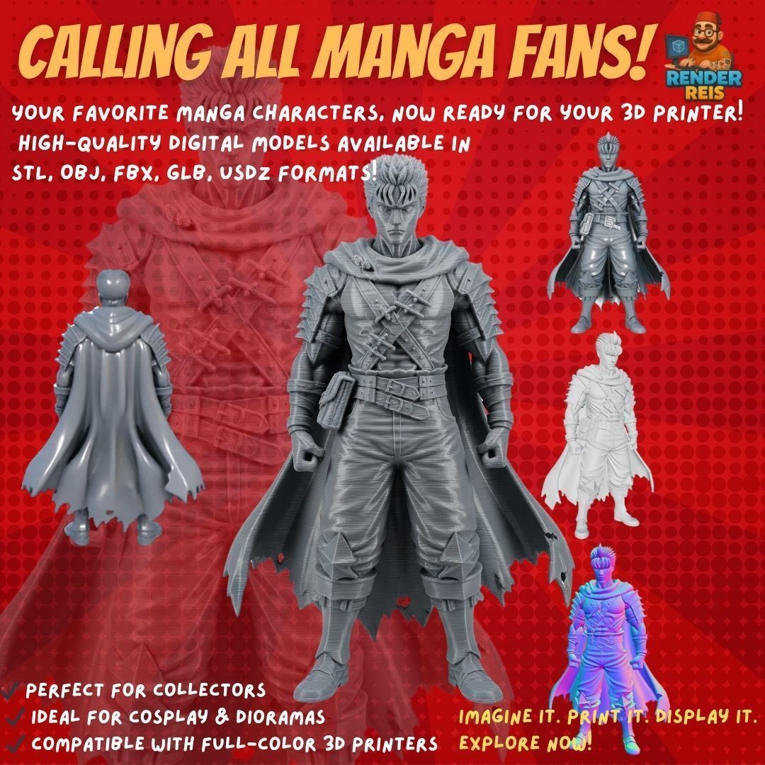 38 Iconic Manga Characters  Collectible 3D Models 3D Model Collection_13