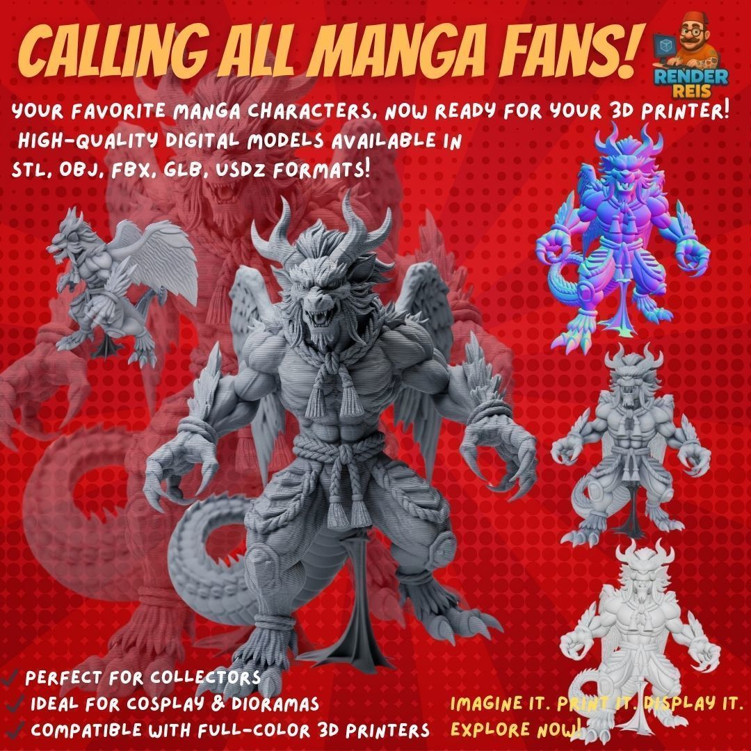 38 Iconic Manga Characters  Collectible 3D Models 3D Model Collection_9