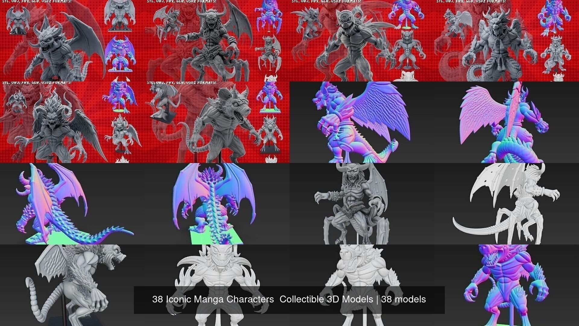 38 Iconic Manga Characters  Collectible 3D Models 3D Model Collection_5