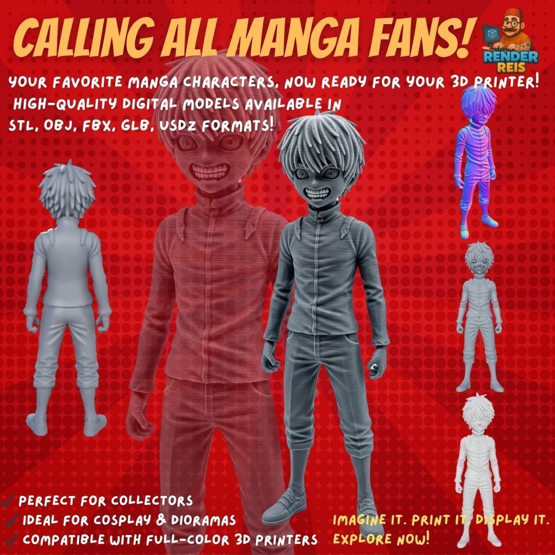 38 Iconic Manga Characters  Collectible 3D Models 3D Model Collection_19
