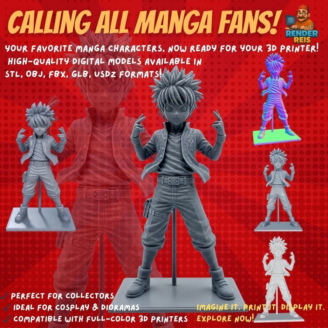 38 Iconic Manga Characters  Collectible 3D Models 3D Model Collection_24