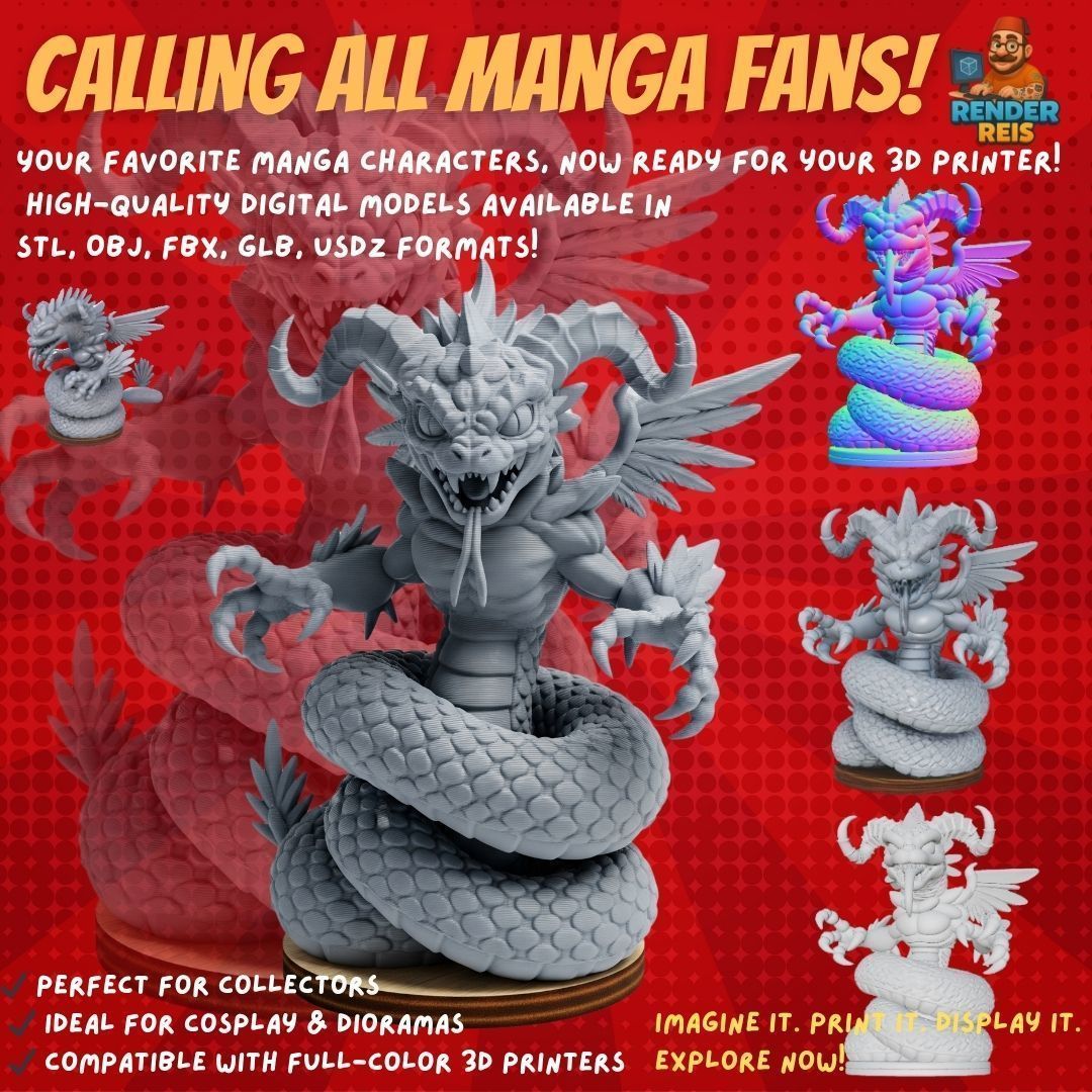 38 Iconic Manga Characters  Collectible 3D Models 3D Model Collection_31