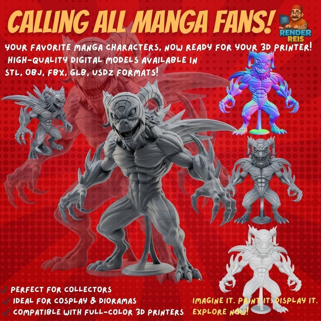 38 Iconic Manga Characters  Collectible 3D Models 3D Model Collection_34