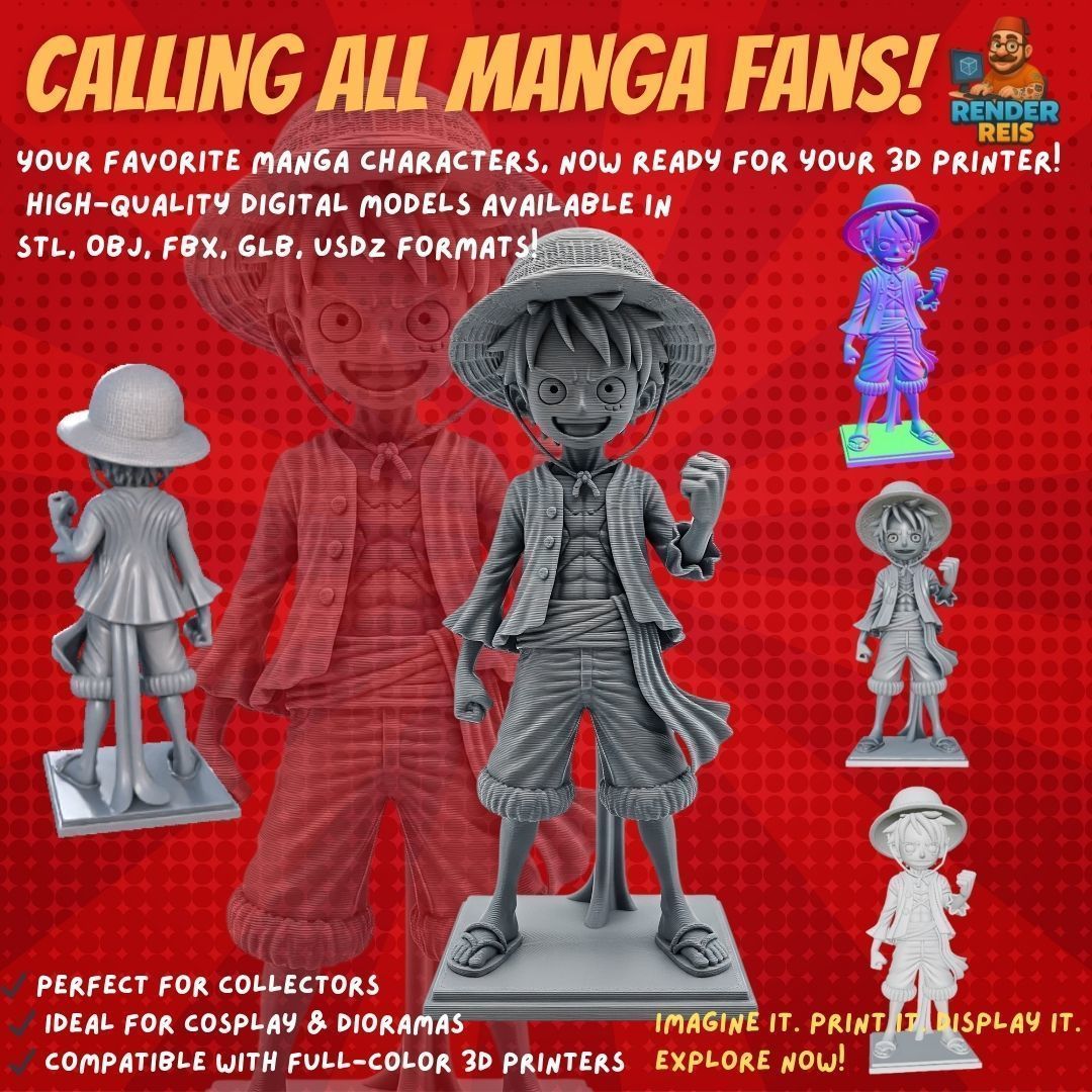 38 Iconic Manga Characters  Collectible 3D Models 3D Model Collection_14