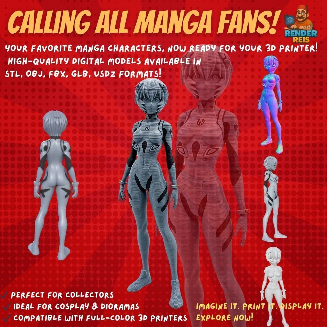 38 Iconic Manga Characters  Collectible 3D Models 3D Model Collection_29