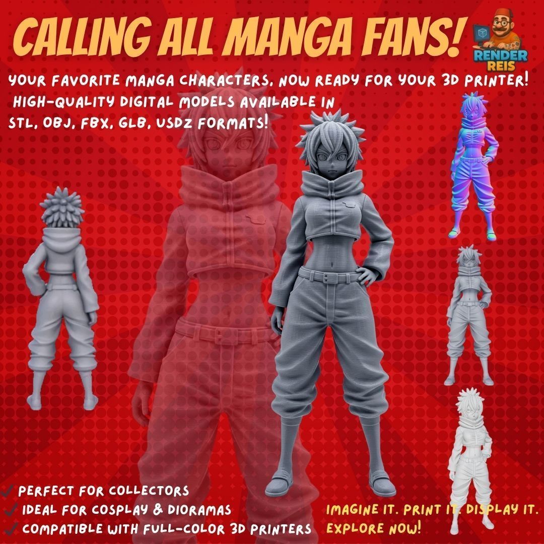 38 Iconic Manga Characters  Collectible 3D Models 3D Model Collection_26