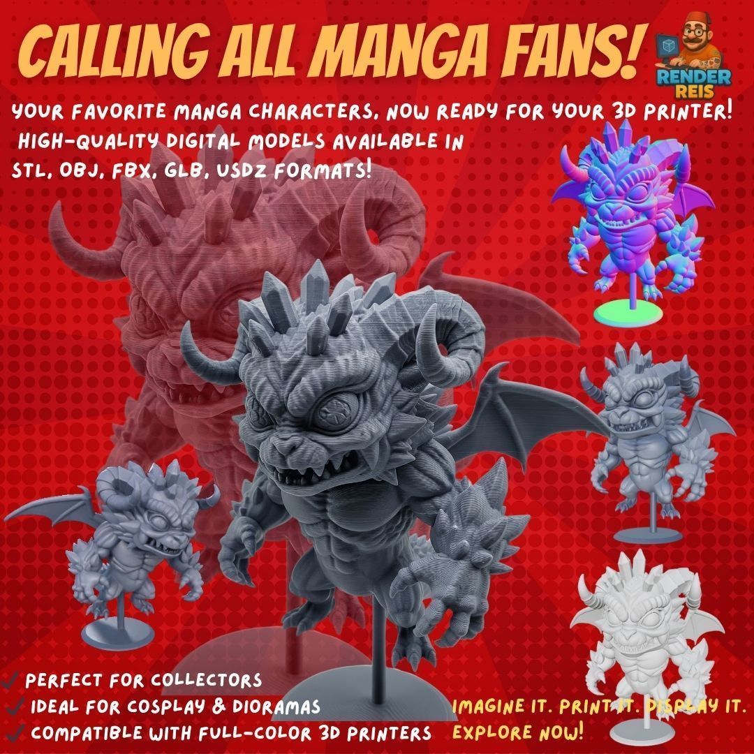 38 Iconic Manga Characters  Collectible 3D Models 3D Model Collection_10