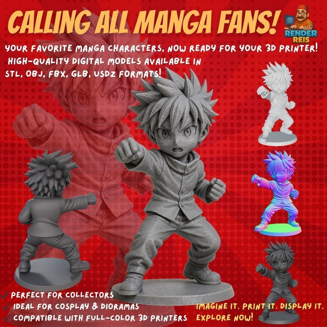 38 Iconic Manga Characters  Collectible 3D Models 3D Model Collection_2