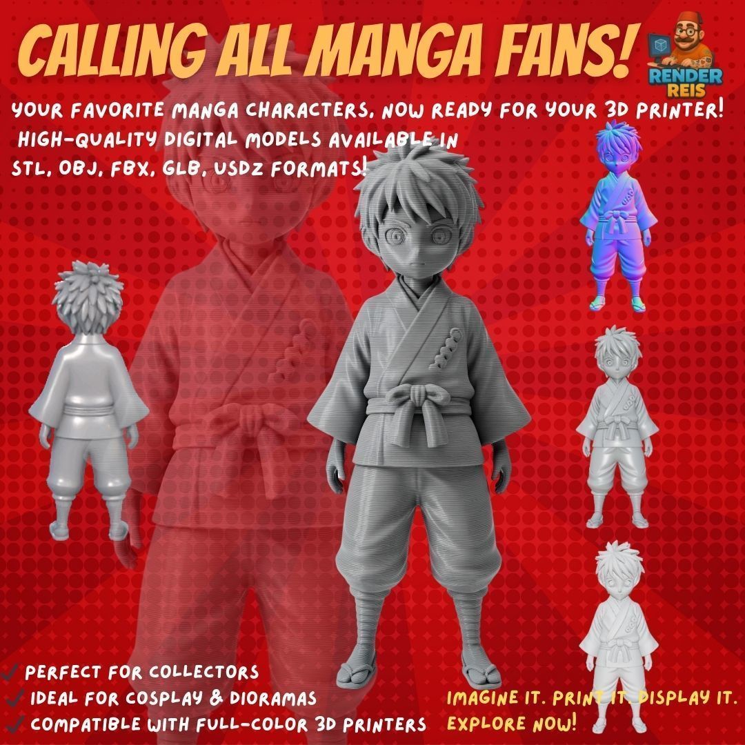 38 Iconic Manga Characters  Collectible 3D Models 3D Model Collection_30