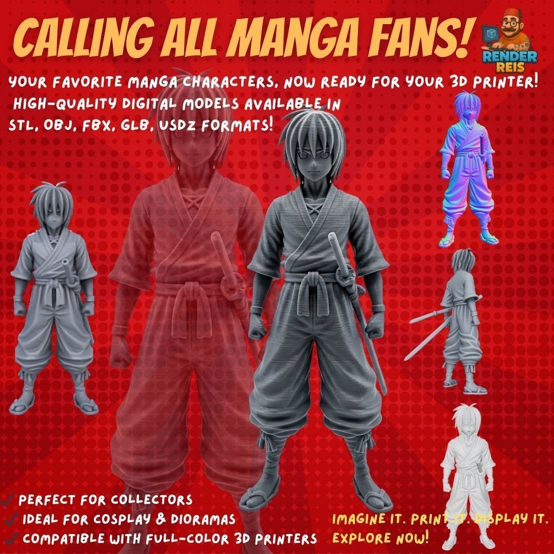 38 Iconic Manga Characters  Collectible 3D Models 3D Model Collection_39