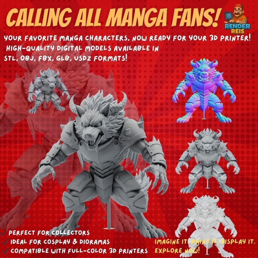 38 Iconic Manga Characters  Collectible 3D Models 3D Model Collection_4