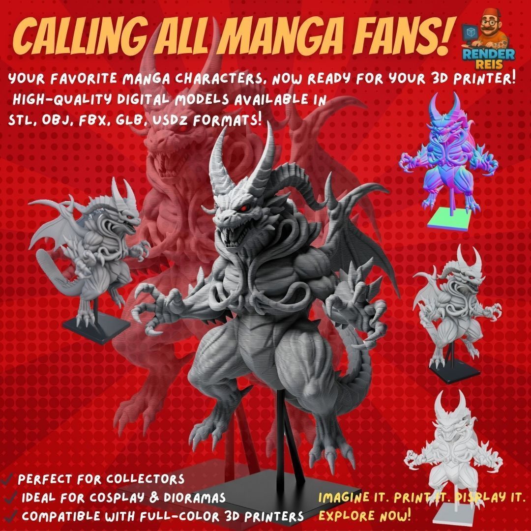 38 Iconic Manga Characters  Collectible 3D Models 3D Model Collection_33