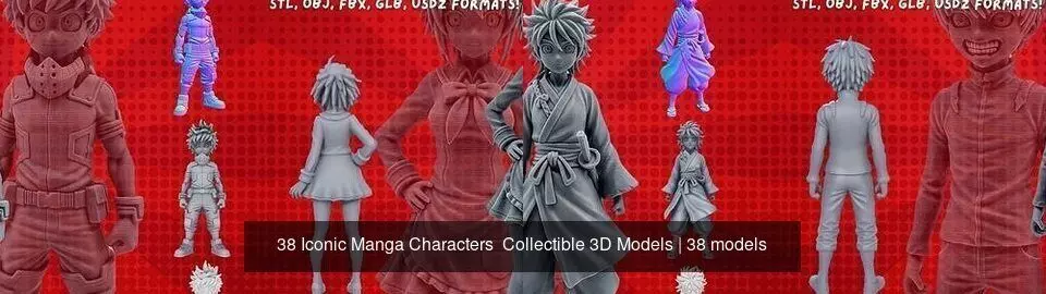 38 Iconic Manga Characters  Collectible 3D Models 3D Model Collection_1