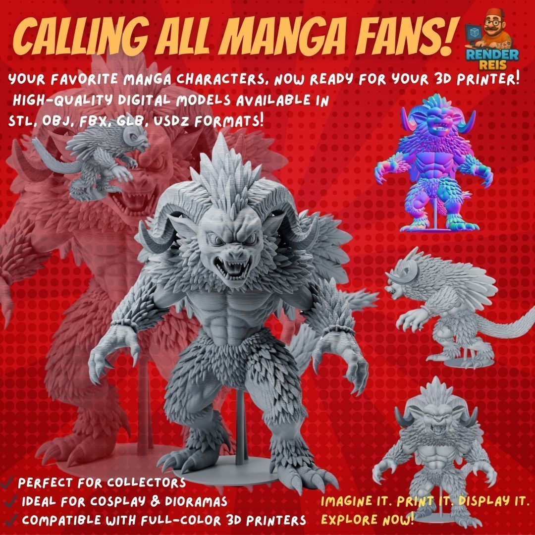 38 Iconic Manga Characters  Collectible 3D Models 3D Model Collection_21