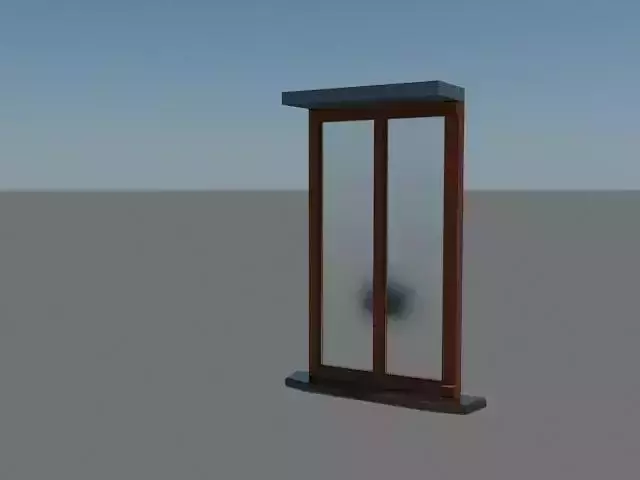 window low poly model wooden door with glass