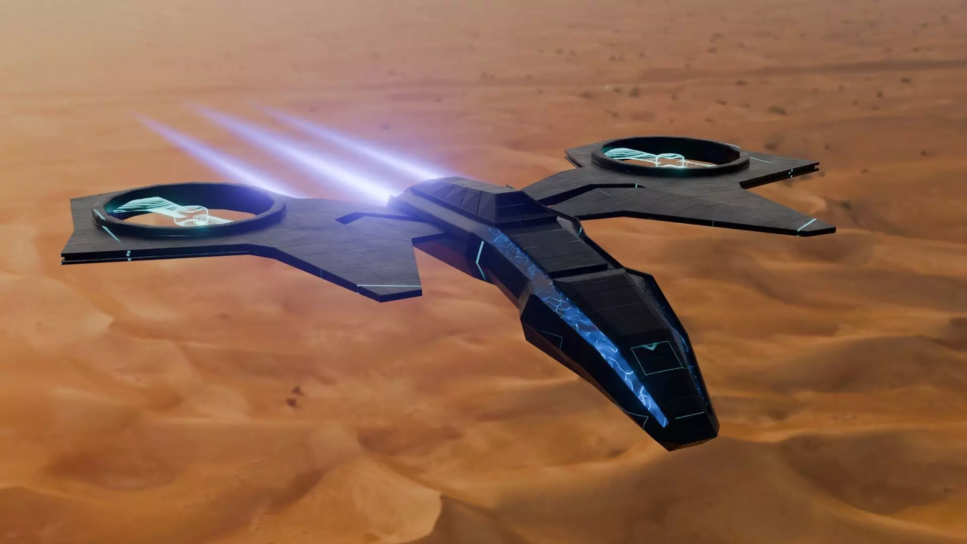 Sci-Fi Spaceship 3D Model   Low-poly 3D model_0