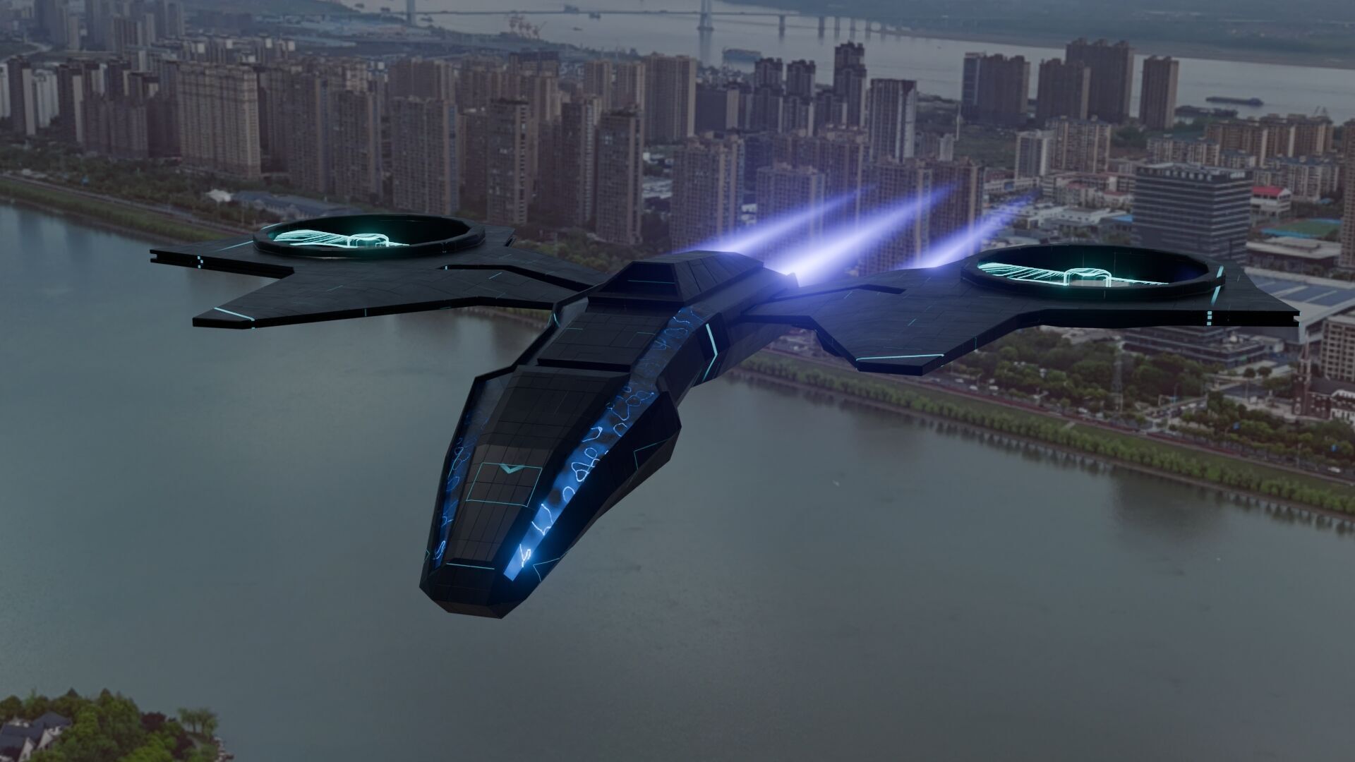 Sci-Fi Spaceship 3D Model   Low-poly 3D model_2