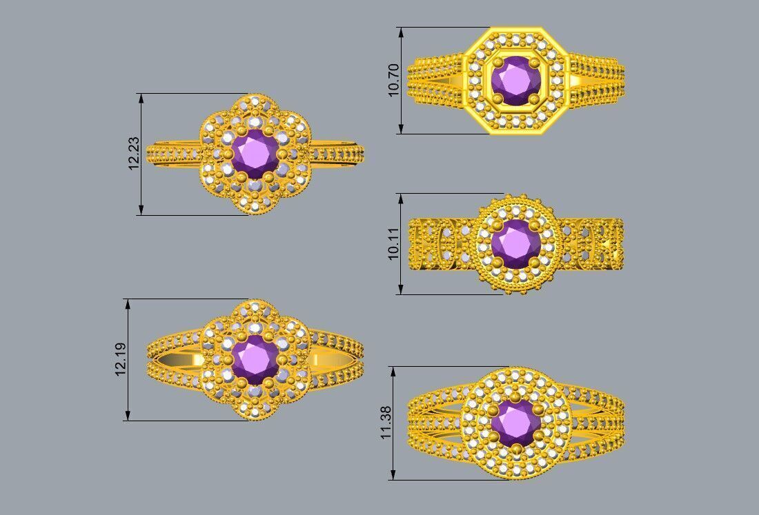 Solitaire Ring Collection 3D print model_6