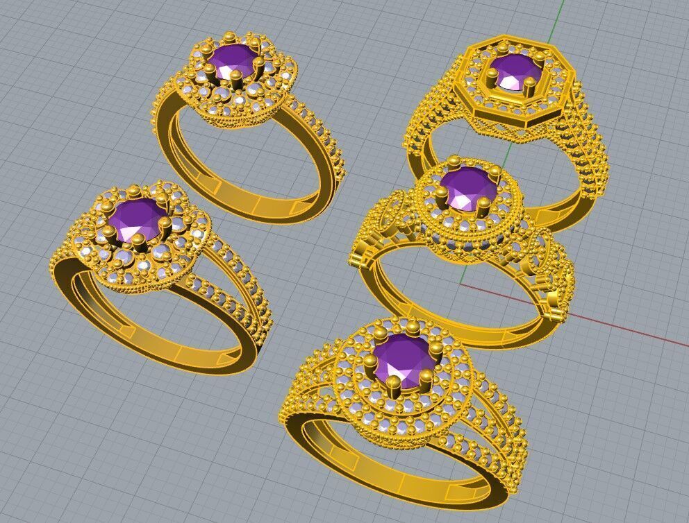 Solitaire Ring Collection 3D print model_7