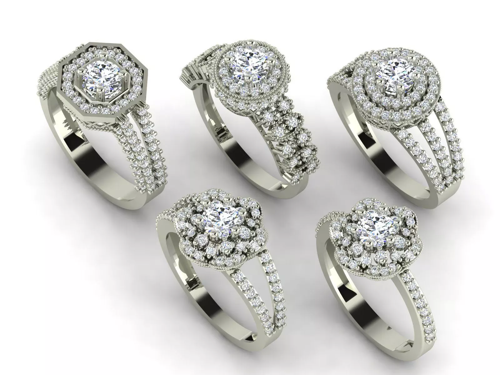 Solitaire Ring Collection 3D print model_0