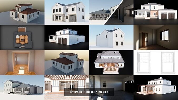 Enterable Houses 3D Model Collection