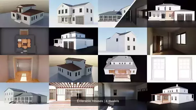 Enterable Houses 3D Model Collection