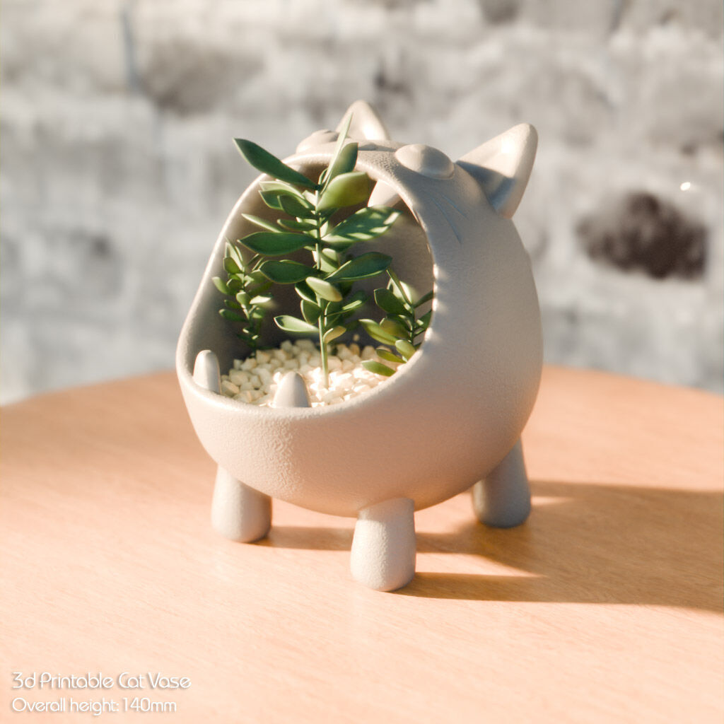 Hungry Cat Vase 3D print model_21