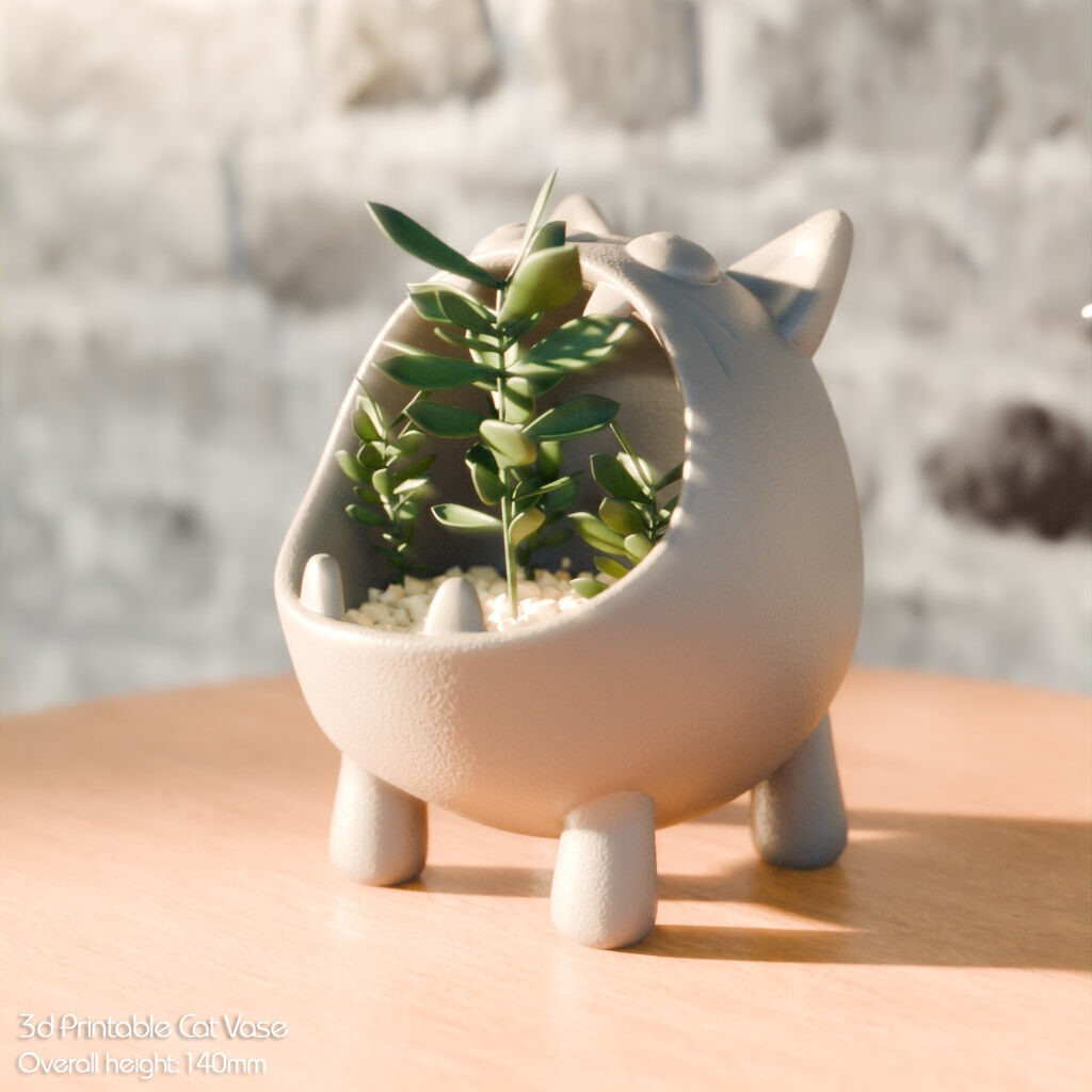 Hungry Cat Vase 3D print model_19