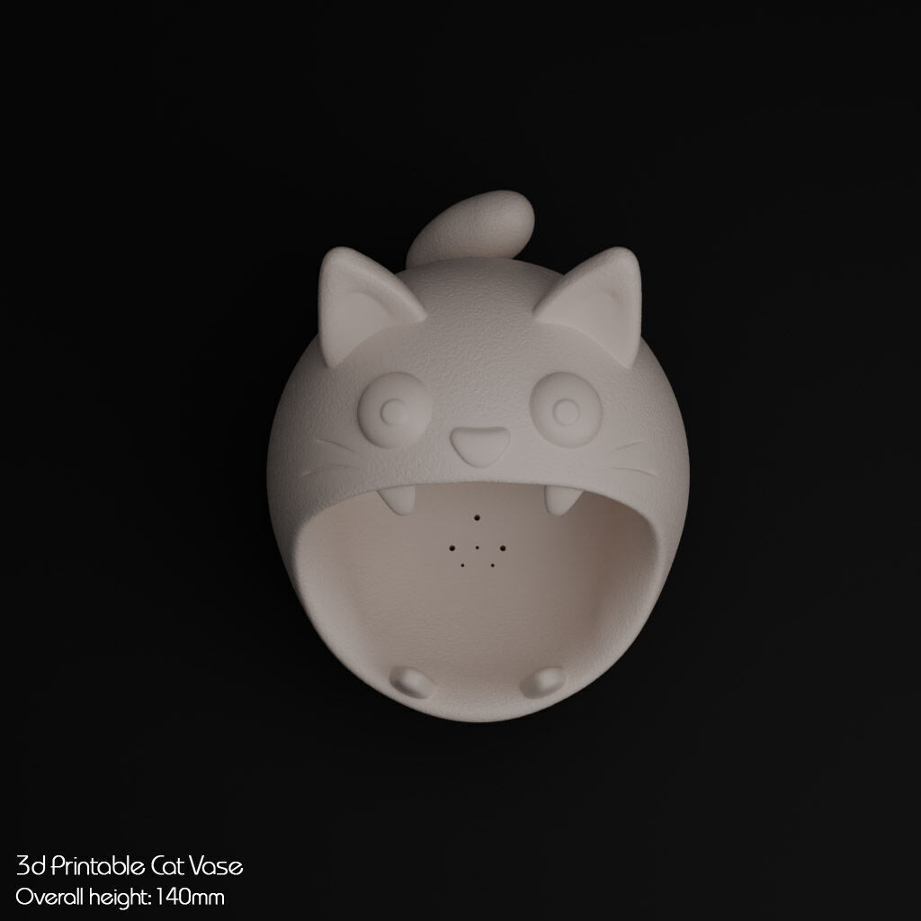 Hungry Cat Vase 3D print model_6