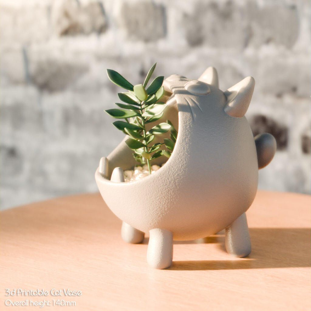 Hungry Cat Vase 3D print model_18