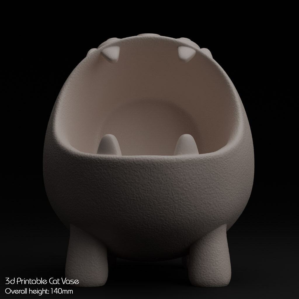 Hungry Cat Vase 3D print model_7
