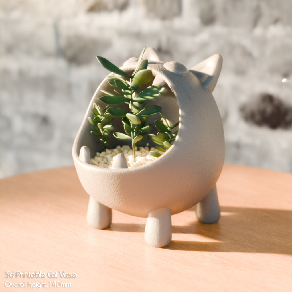 Hungry Cat Vase 3D print model_20