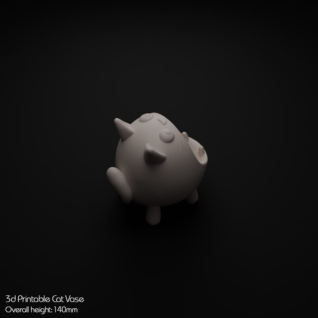 Hungry Cat Vase 3D print model_8