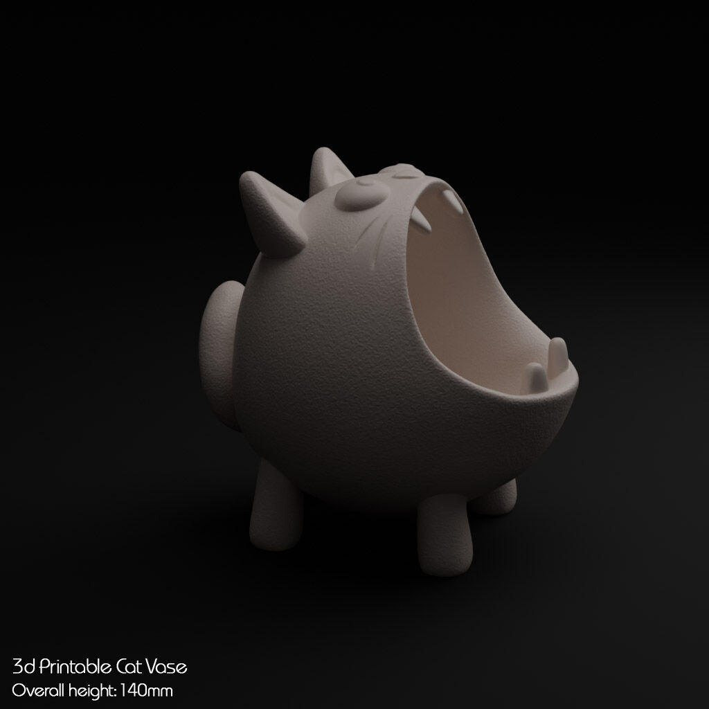 Hungry Cat Vase 3D print model_5