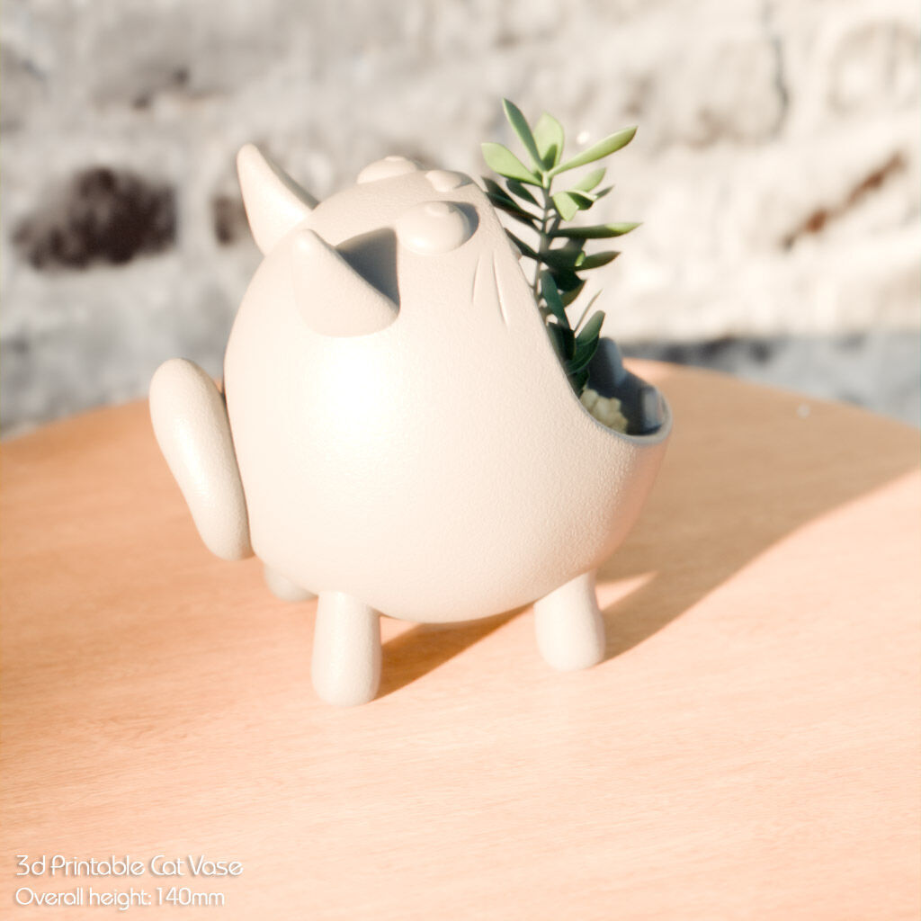 Hungry Cat Vase 3D print model_12