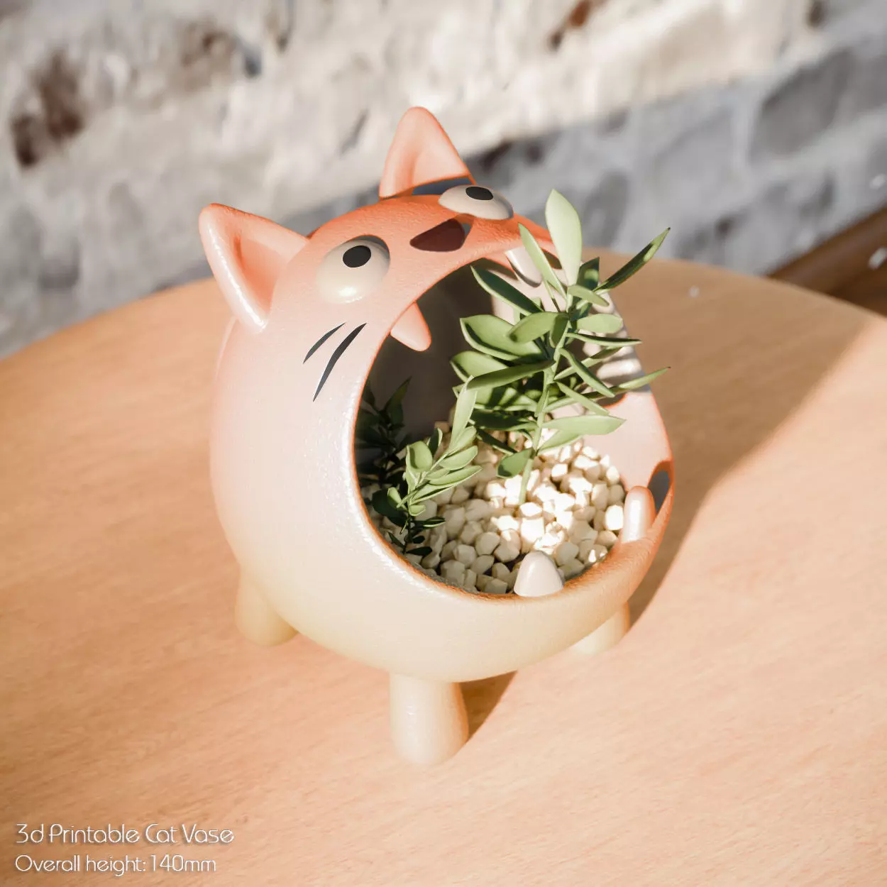 Hungry Cat Vase 3D print model_0