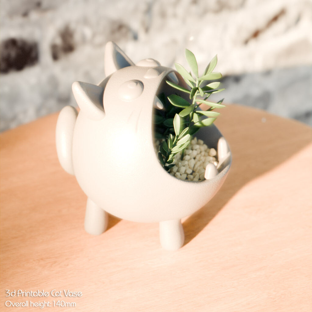 Hungry Cat Vase 3D print model_11